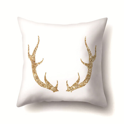 

18x18" Gold Christmas Elk Pillowcases Cushion Cover Car Sofa Bedding Home Decor