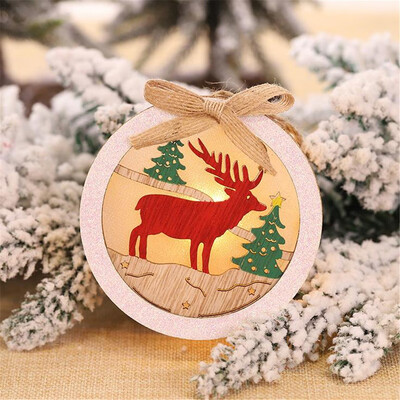 

Siaonvr LED Light Wooden Cute Christmas Tree Hanging Ornaments Holiday Decoration