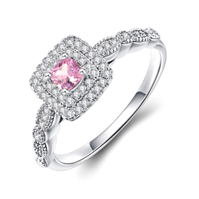 

Fashion Natural Gemstones White Sapphire Wedding Birthstone Bride Engagement Pink Diamond Ring Wedding GiftsSize 5 11