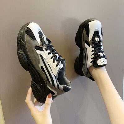 

Panda dad shoe girl ins tide autumn show foot small thick bottom raises student leisure sports shoe