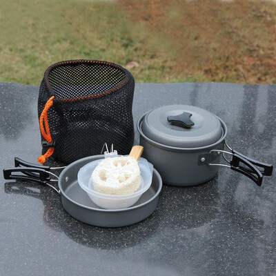 

8pcs Outdoor Camping Cookware Cooking Picnic Bowl Pot Pan Set