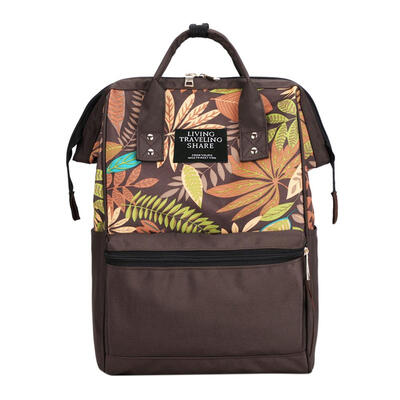 

Tropical Plant Print Travel Backpack Large Capacity Nylon Women School Bags