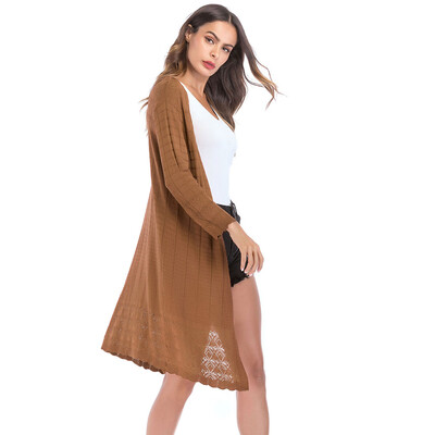 

Toponeto Womens Loose Gradient Solid Knit Cardigan Retro Long Sleeve Coat