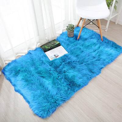 

Toponeto Wool Imitation Sheepskin Rugs Faux Non Slip Bedroom Shaggy Carpet Mats