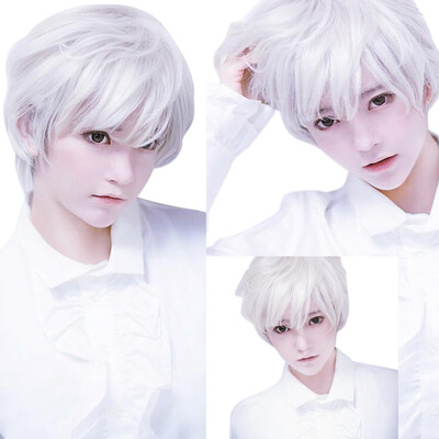 

〖Follure〗Adult Men Guy Wig Short Boy Band Wig White Short Perfect For Carnivals Party