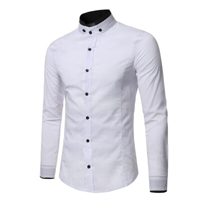 

Fashion Men\s Small Collar Design Solid Color Long Sleeve Shirt