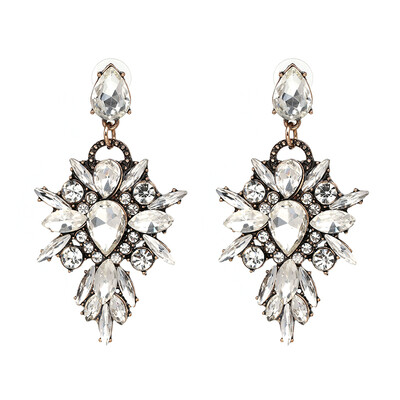 

JURAN 2019 New Colorful Flower Brand Charm Big Earring Luxury Starburst Pendant Crystal Gem Statement Earrings For Women F3407