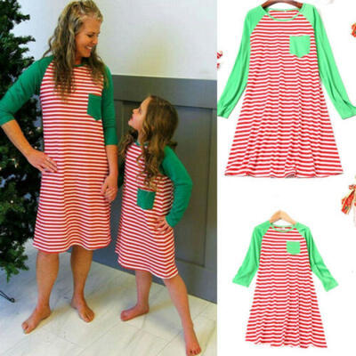 

Mother&Daughter Parent-child Fashion Stripe Dress Family Matching Outfits AU