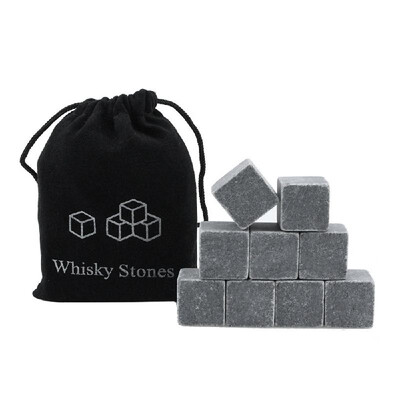 

9 Pcs Whiskey Stones Chilling Rocks Premium Quality Gift with Velvet Bag for Whiskey Scotch Vodka Wine Cocktails