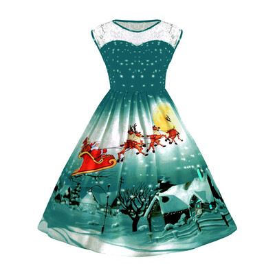 

Plus Size Lace Panel Christmas Snow Vintage Ball Dress