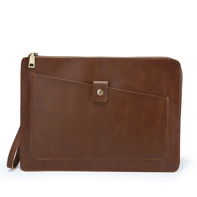 

Retro leather mens bag in hand tide men street hand clutch iPad file bag envelope tide