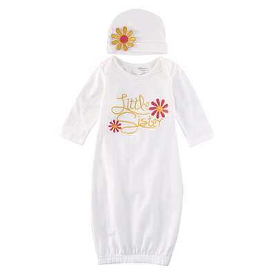 

Newborn Baby Girl Little Sister Flower Sleeping Gown Swaddle Coming Home Outfits