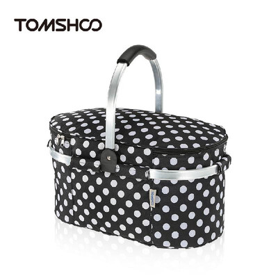 

30L Foldable Picnic Basket Outdoor Insulated Storage Basket Shopping Basket Folding Aluminum Handle 46 25 24cm