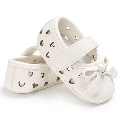 

Baby Girls Princess Shoes Kids Newborn PU Leather Bow Hollow Heart-Shaped Soft Soled Anti-Slip Shoe