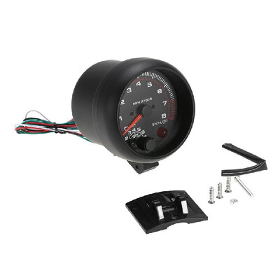 375" Car Universal Black Tachometer Gauge White Inter Shift light 0-8000 RPM