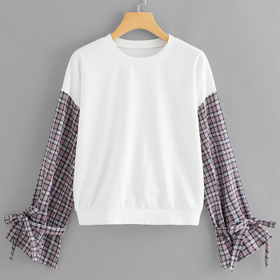 

Tailored Fashion Womens Pullovers Long Sleeve Spliced Patchwork Blouse