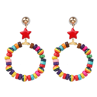 

2019 Handmade Boho Geometric Statement Earrings for Women Vintage Resin Beads Earrings Wedding Party Gifts Bijoux