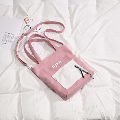 

Tote bag female 2019 new Korean version of the simple wild shopping bag bag leisure Harajuku canvas shoulder Messenger bag