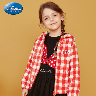 

Disney Disney childrens clothing girls childrens hooded jacket casual shirt fleece 2019 autumn DA931IE11 red&white houndstooth 120