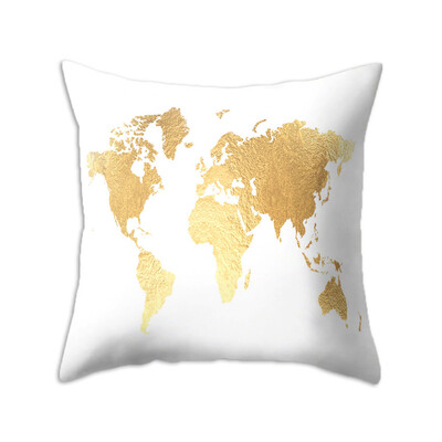 

1818Inch Fashion Modern World Map Square Throw Pillow Case Sofa Cushion Cover Home Decor