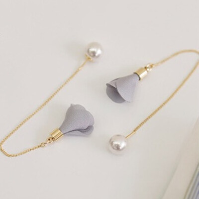 

guangxichuangshengxinfu Newly Women Gold Silver Plated Crystal Flower Drop Long Dangle Chain Earrings