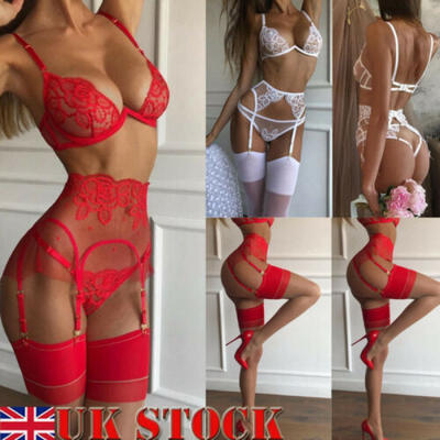 

Sexy Lingerie Women Sleepwear Bra Set G-string Underwear Lace Nightwear Bodysuit