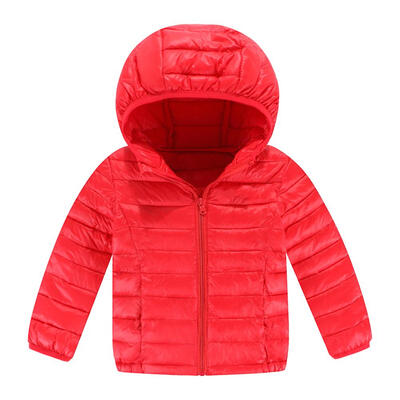 

Basic Winter Hooded Jackets Kids Long Sleeve Down Coat Zipper Outerwear