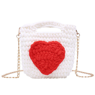 

Tailored Hand Woven Bag Woman 2019 Shoulder Messenger Bag Love Pattern Chain Small Bag