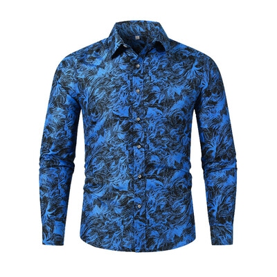 

Tailored Mens Autumn Winter Casual Slim Printed Long Sleeve Shirts Top Beach Blouse