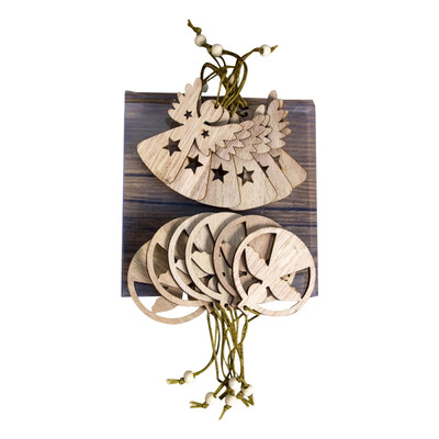 

12PCS Wooden Slices Crafts Cutout Hanging Pendant Ornaments Christmas Unfinished Home Christmas Tree Bar Shop Decoration