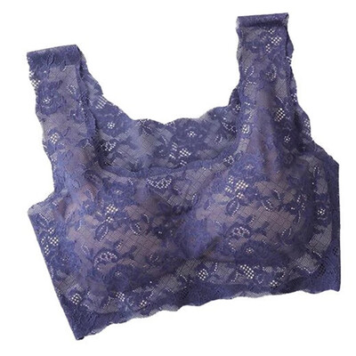 

Toponeto Womens Max Support Air Permeable Rose Floral Bra Large Wire-Free Sleep Lace Bra