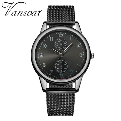 

Vansvar New Fashion Women Silver Gold Mesh Watch Unique Simple Watches Casual Quartz Wristwatches Clock Hot Sale 533