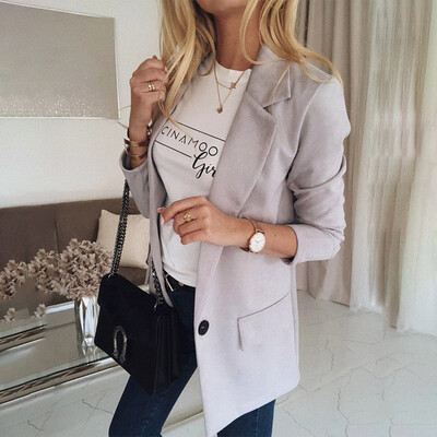 

Blazer For Womens Solid Color Treasure Thin Section Long Suit Jacket A Button Cardigan