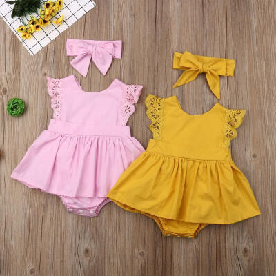 

Newborn Kid Baby Girls Lace Clothes Dress Romper Jumpsuit Bodysuit Outfit