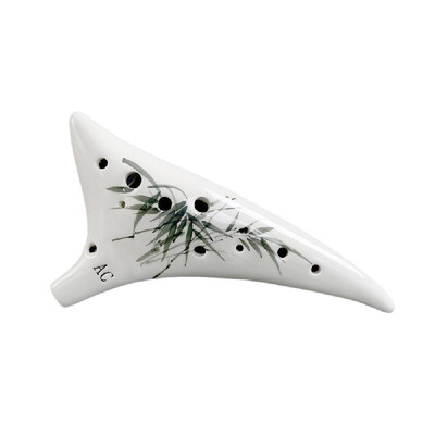 

12 Holes Warped-tail Ceramic Ocarina Alto C Hand Painted Musical Instrument with Lanyard Music Score Protective Bag For Music Love