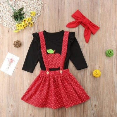 

Newborn Baby Girls Long Sleeves Top BlouseOveralls SkirtHair Band Outfits CLOTHES