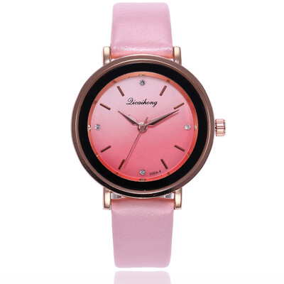 

Korean version of the gradient color ladies quartz watch creative diamond engraving