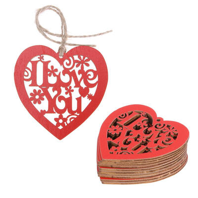

10pcs DIY Wooden Heart Shape Hanging Ornaments Craft Tags Card Home Decor