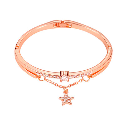 

Fashion Rhinestone Pentagram Pendant Chain Bracelets & Bangles Luxury Diamond Bracelets For Women Girls