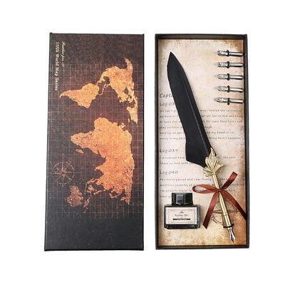 

Retro Feather Dip Pen Writing Ink Set Quill Pen Fountain Pens Gift Box