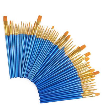 

50pcs Oil Watercolor Painting Brush Set Anti-Shedding Nylon Hair Acrylic Gouache Paint Brushes
