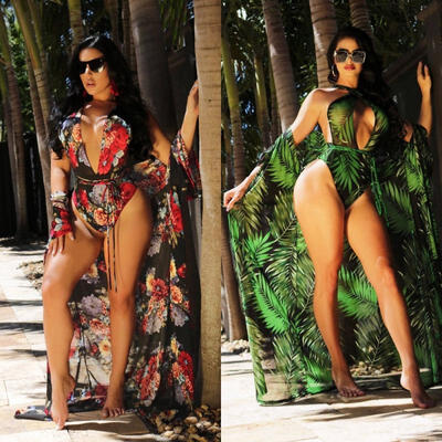

2Pcs Womens Beachwear Beach Long Dress Sexy Bikini Cover Up Kaftan Ladies Mini Dress