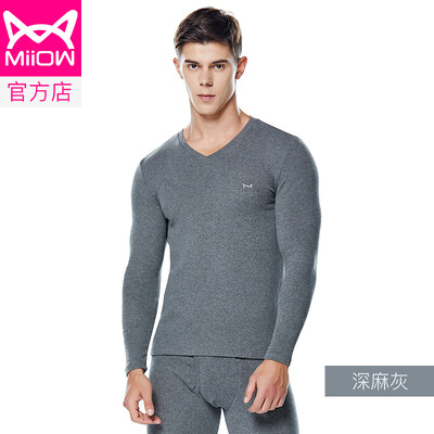

Cat Man MiiOW thermal underwear men&women warm winter slim breathable ladies comfortable close-fitting autumn clothes long pants warm suit two-piece set of deep gray V-neck male L