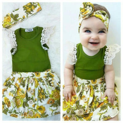 

Cute Newborn Baby Girls Floral Clothes Tops Romper Tutu Skirts Outfits Set 0-24M