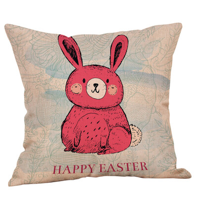 

〖Follure〗Easter Cotton Square Rabbit Throw Pillow Case Waist Cushion Cover Home Decor A