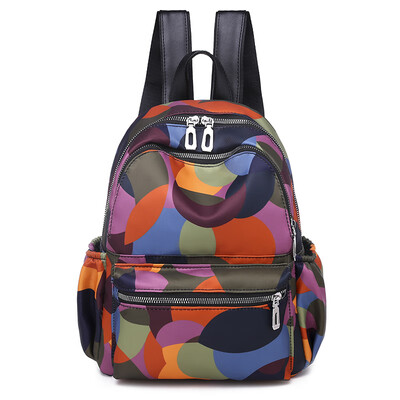 

Double shoulder bag woman fashion Korean version 100 Oxford canvas waterproof lady printed leisure travel backpack