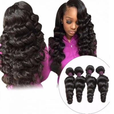 

4 Bundles Malaysian Loose Wave Human Hair Extensions 400g Full Head Non Remy Hair Weave Bundles Natual Color Hair