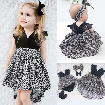 

0-7Y Casual Baby Girls Kid Lace Romper Dress Party Pageant Tutu Dresses Headband