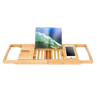 

Bamboo Bathtub Rack Caddy Shower Book Tray Shelf Wine Holder 75-105cm