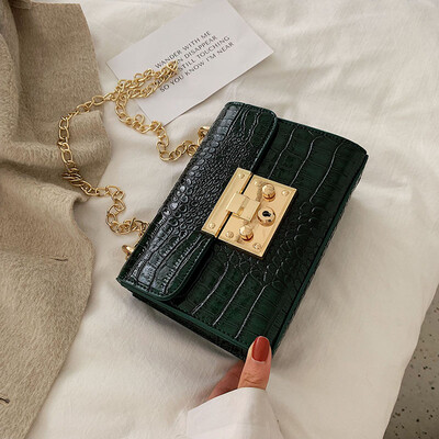 

Ins texture lock chain womens bag 2019 new bag Korean version of Joker fashion small square bag shoulder Messenger bag